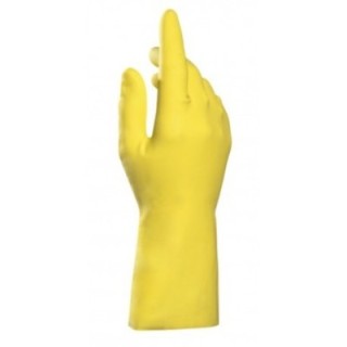 Gant de ménage latex floqué coton jaune