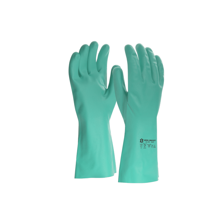 Gant de ménage nitrile vert floqué coton | Protections professionnel haute performance