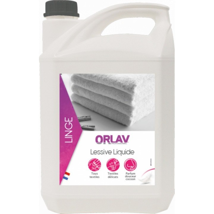 ORLAV- Lessive liquide parfumé 5L | Nettoyant textile professionnel haute performance